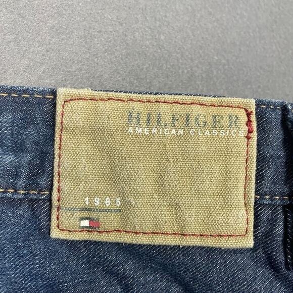 Tommy Hilfiger Jeans Mens 34x32 Blue Bootcut High Rise Dark Wash Denim - Picture 6 of 14